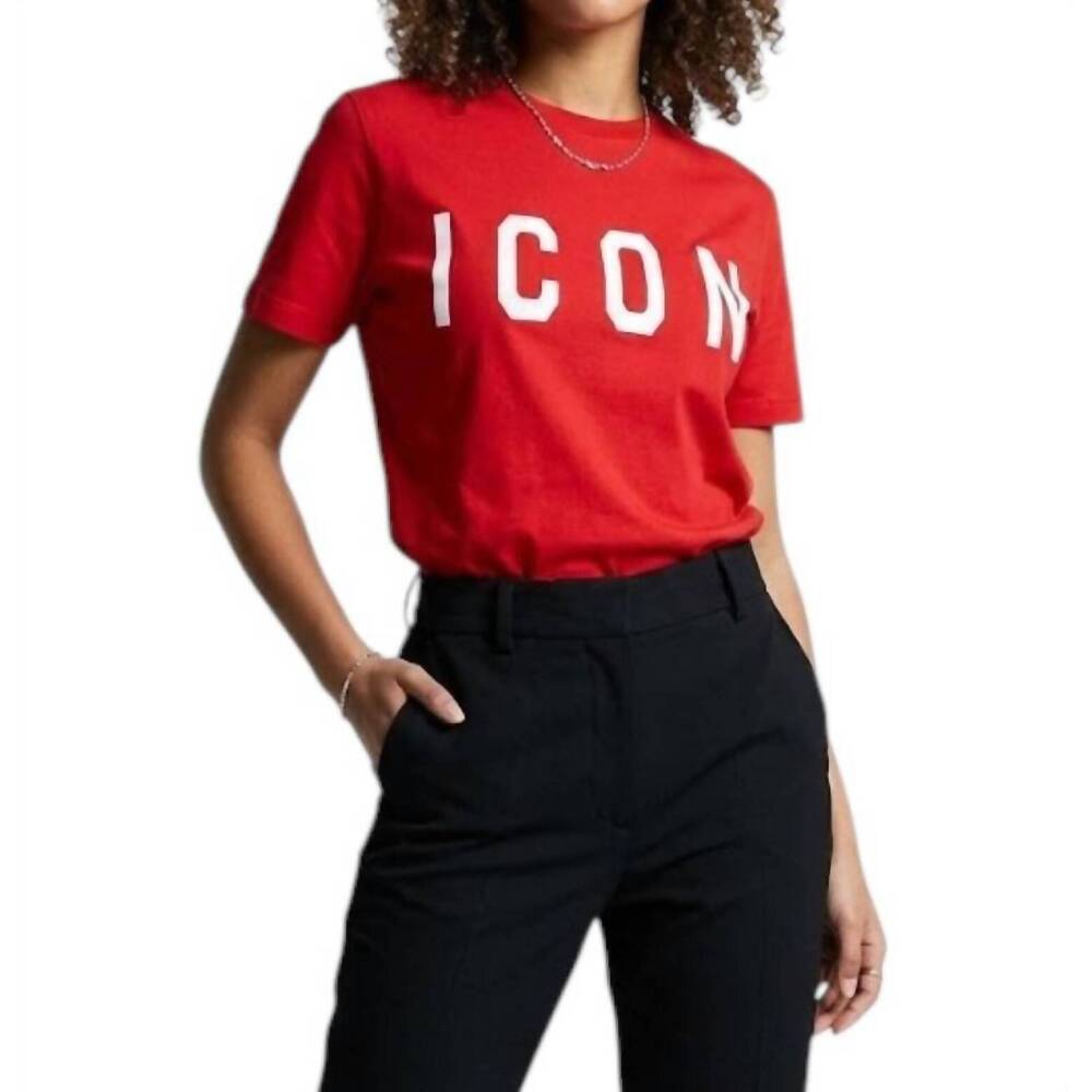 NEW DSQUARED2 women's icon logo cotton t-shirt in red